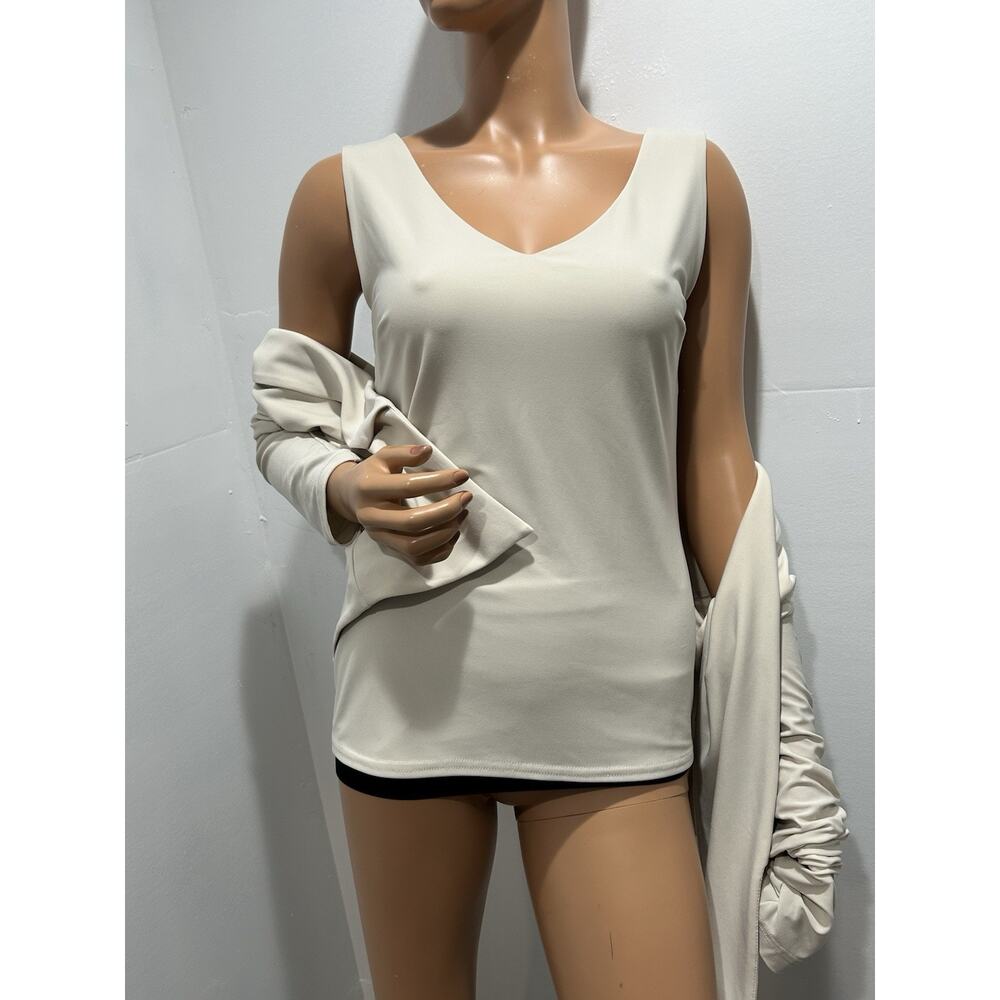joseph ribkoff Set Of 3 Tank Top Blazer And Pants Beige jersey Fabric Size S/M - Picture 15 of 16